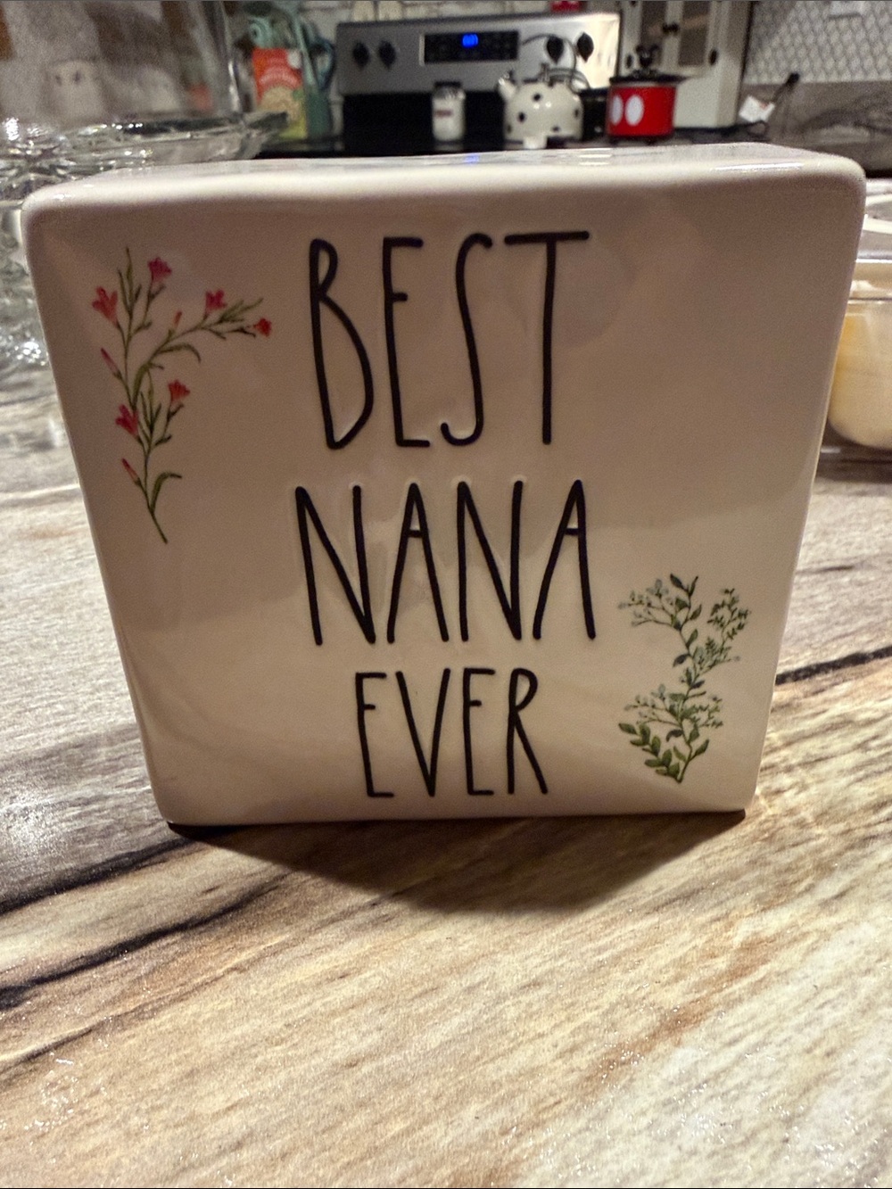 Rae Dunn Best Nana Ever Ceramic Decorative Block - White